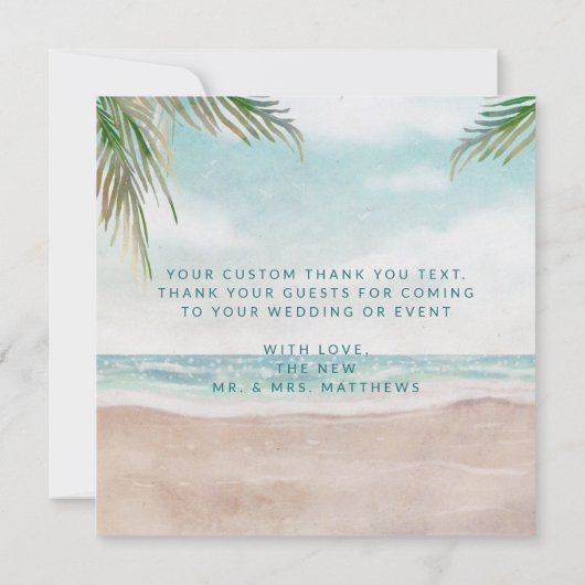Island Breeze Beach Hochzeit Liebe und Dankesplatz Dankeskarte (Rückseite)
