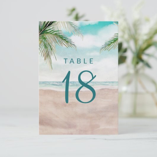 Island Breeze Beach Hochzeitssitze Tischnummern (Stehend Vorderseite)