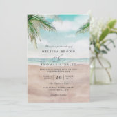 Island Breeze Gemalte Strand-QR-Code-Hochzeit Einladung (Stehend Vorderseite)