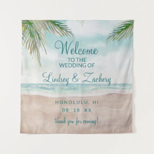 Island Breeze Gemalte Strand Szene Hochzeits Willk Wandteppich