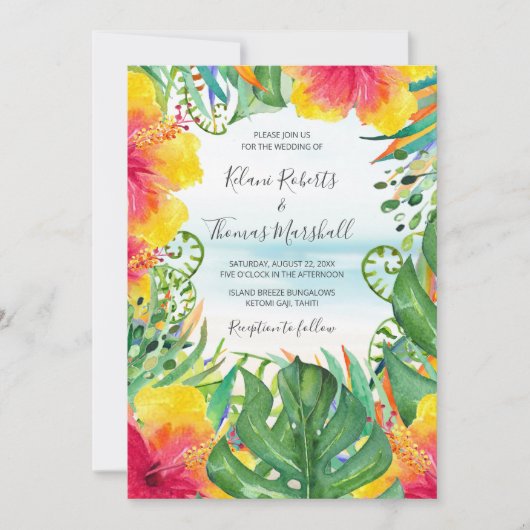 Island Breeze | Hochzeitsfeiern mit tropischem Str Einladung (Vorderseite)