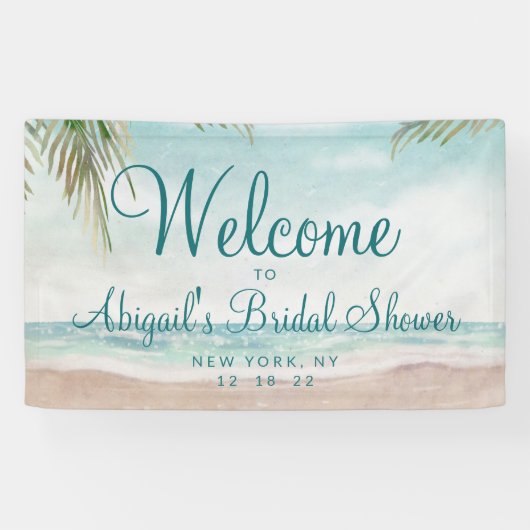 Island Breeze Painted Beach Brautparty Willkommen Banner (Horizontal)