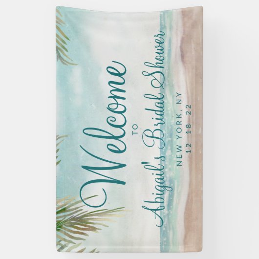 Island Breeze Painted Beach Brautparty Willkommen Banner (Vertikal)