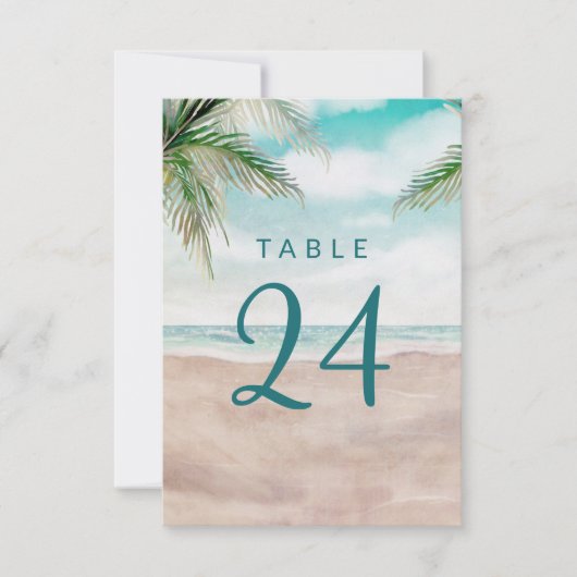 Island Breeze Painted Beach Hochzeiten Tischnummer (Vorderseite)