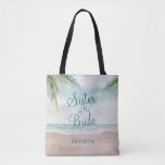 Island Breeze Painted Beach Scene Sister Tasche<br><div class="desc">Insel Breeze Painted Beach Szene,  mit Ocean Waves,  Sandy Beach und Palmen,  mit einem schönen aquamarinen blauen Himmel. Mit modernen Typografie-Script-Schriftart. Ein Sommer-Tropenstrand,  oder Hochzeit in Urlaubsort-Design - Personalisierte Schwestern Tragetaschen! ~ Karo mein Shop zu sehen,  die gesamte Hochzeitssuite für dieses Design!</div>