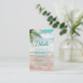 Island Breeze Painted Beach Scene Wedding Details Begleitkarte (Stehend Vorderseite)