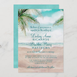 Island Breeze Painted Beach Scene Wedding Einladung