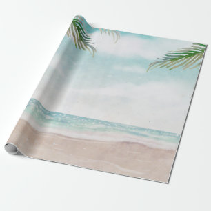 Island Breeze Painted Beach Scene Wedding Geschenkpapier