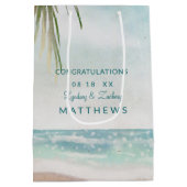 Island Breeze Painted Beach Scene Wedding Mittlere Geschenktüte (Rückseite)