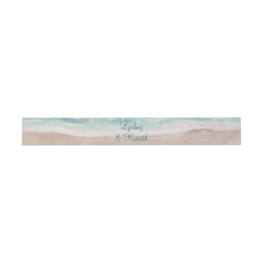Island Breeze Painted Beach Scene Wedding Monogram Einladungsbanderole (Flach)