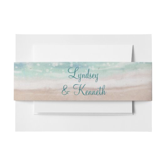 Island Breeze Painted Beach Scene Wedding Monogram Einladungsbanderole (Vorderseite Beispiel)