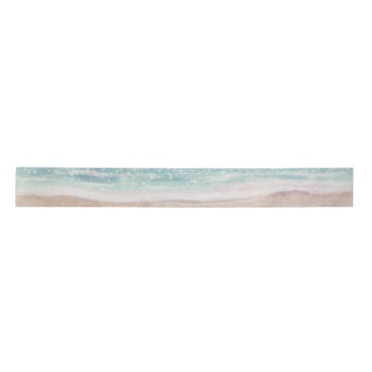 Island Breeze Painted Beach Scene Wedding Satinband (Vorderseite)