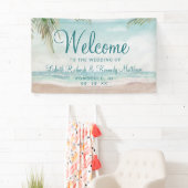 Island Breeze Painted Beach Szene Hochzeit Willkom Banner (Insitu)
