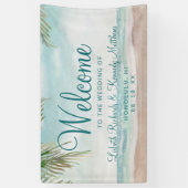 Island Breeze Painted Beach Szene Hochzeit Willkom Banner (Vertikal)