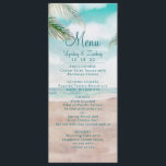 Island Breeze Painted Beach Szene Hochzeitsessen Menükarte<br><div class="desc">Insel Breeze Painted Beach Szene,  mit Ocean Waves,  Sandy Beach und Palmen,  mit einem schönen aquamarinen blauen Himmel. Mit modernen Typografie-Script-Schriftart. Ein tropischer Sommerstrand,  oder Hochzeit in Urlaubsort-Design - Personalisierte Hochzeitsessen Empfang Tischdekoration Menus! ~ Karo mein Shop zu sehen,  die gesamte Hochzeitssuite für dieses Design!</div>
