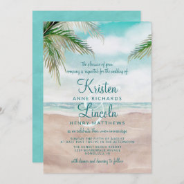 Island Breeze Painted Beach Szene Tropical Wedding Einladung