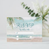 Island Breeze Painted Beach Wedding UAWG Response RSVP Karte (Stehend Vorderseite)