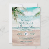 Island Breeze Palm Trees Beach Szene Hochzeit Einladung (Vorderseite)