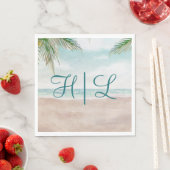 Island Breeze Sandy Beach Wedding Monogram Dinner Serviette (Beispiel)