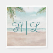 Island Breeze Sandy Beach Wedding Monogram Dinner Serviette (Vorderseite)