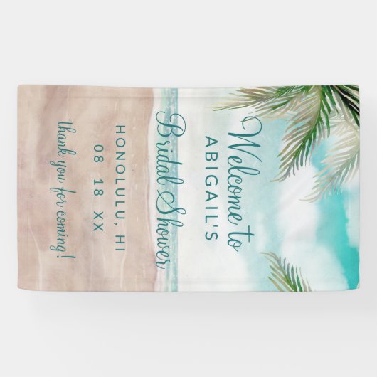 Island Breeze Tropical Beach Brautparty Willkommen Banner (Horizontal)