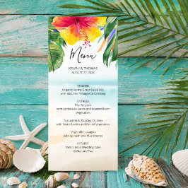 Island Breeze | Tropical Beach Palm Blume Wedding Menükarte