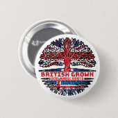 Island, British UK Tree Roots Flag Button (Vorne & Hinten)