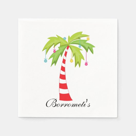 Island Christmas Palm Tree Cocktail Napkin Serviette (Vorderseite)