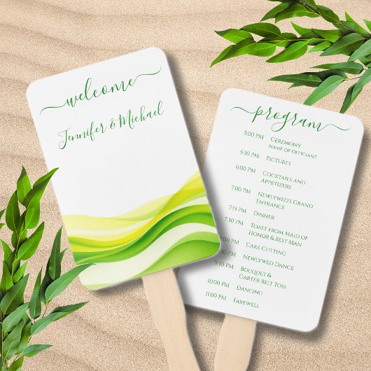 Island Citrus Green and Yellow Wedding Program Fächer