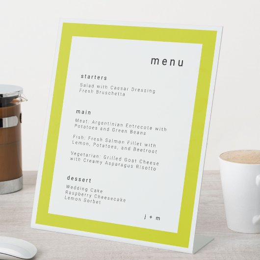 Island Citrus yellow wedding menu Pedestal Sign Sockelschild