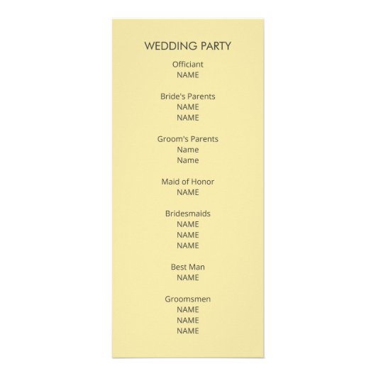 Island Citrus Yellow Wedding Program Werbekarte (Hinten)
