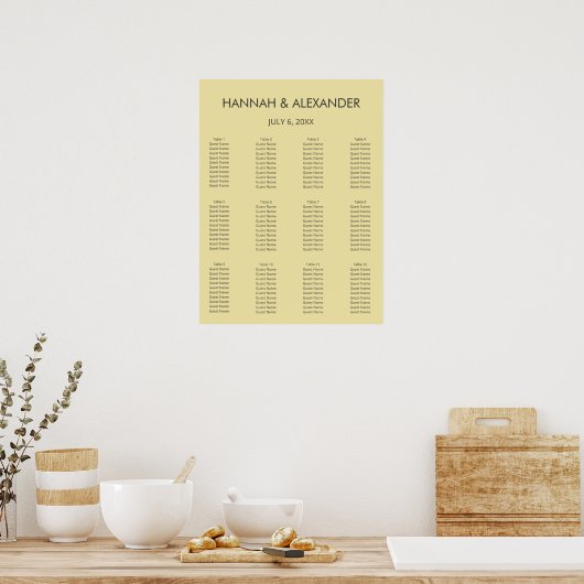 Island Citrus Yellow Wedding Seating Chart Poster (Küche)
