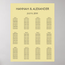 Island Citrus Yellow Wedding Seating Chart