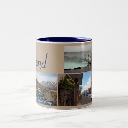 Island-Collage Zweifarbige Tasse (Mittel)