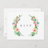 Island Coral Floral Wedding RSVP Song Request Einladungspostkarte (Vorne/Hinten)
