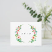 Island Coral Floral Wedding RSVP Song Request Einladungspostkarte (Stehend Vorderseite)