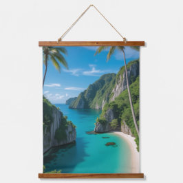 "Island Dreams on Your Wall - Türkisfarben Wandteppich Mit Holzrahmen