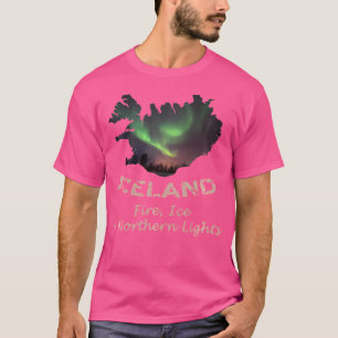 Island Feuer Eis Nordlichter Aurora T-Shirt