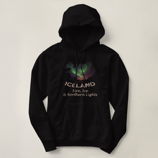 Island - Feuerlöscher und Nordlichter Aurora Hoodie (Design vorne)