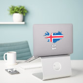 Island-Flag Aufkleber (Laptop auf Schreibtisch)