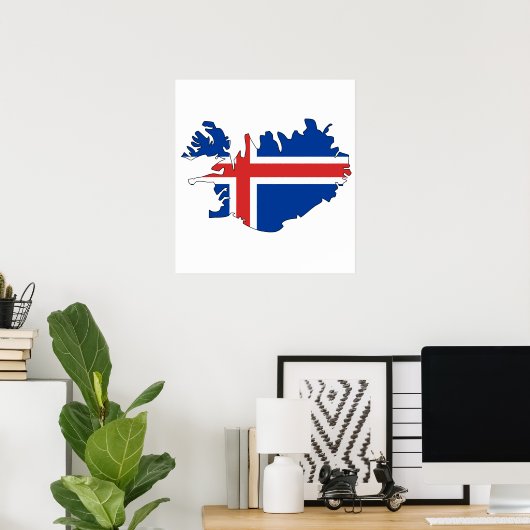 Island-Flag-Karte Poster (Heimbüro)