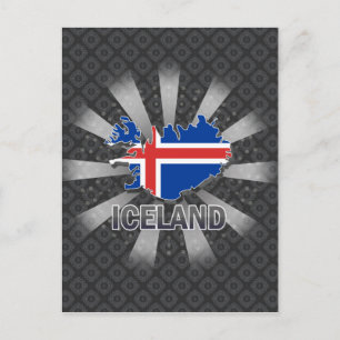 Island Flag Map 2.0 Postkarte