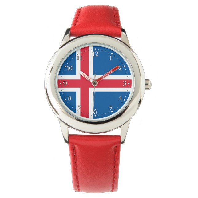 Island-Flagge Armbanduhr (Vorderseite)