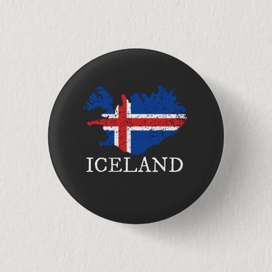 Island-Flagge Button (Vorderseite)