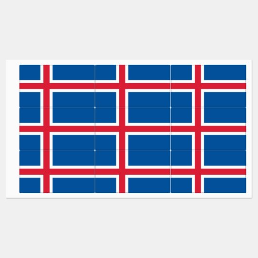 Island-Flagge Etiketten (Blatt)
