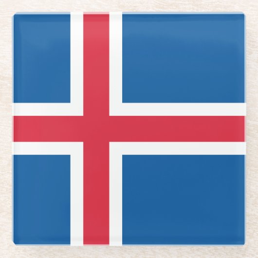 Island-Flagge Glasuntersetzer (Vorderseite)