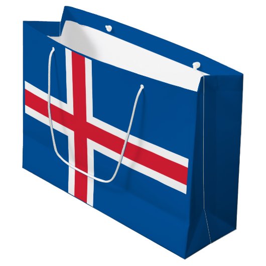Island-Flagge Große Geschenktüte (Vorderseite Schrägansicht)