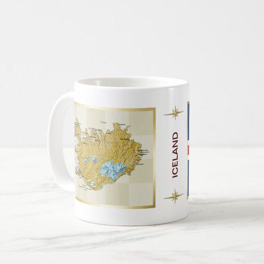 Island-Flagge + Karten-Tasse Kaffeetasse (Vorderseite Links)