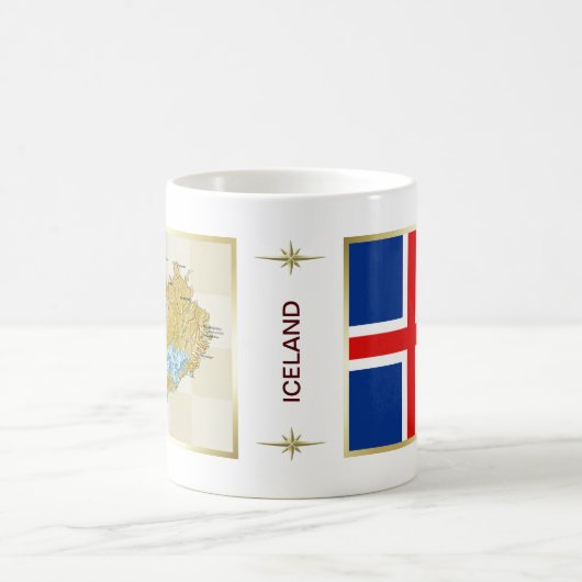 Island-Flagge + Karten-Tasse Kaffeetasse (Mittel)