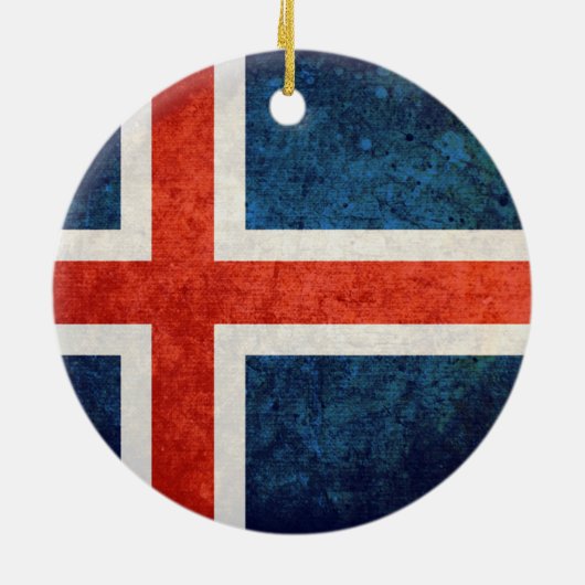 Island-Flagge Keramik Ornament (Hinten)